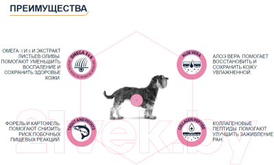 Сухой корм для собак Advance VetDietAtopic д/мелких пород при дерматозах и аллергии с форелью (7.5кг)