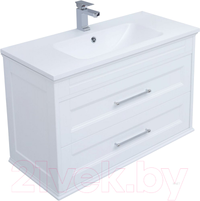Комплект мебели для ванной Aquanet Бостон 100 М / 263047 (белый матовый)