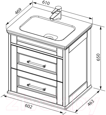 Комплект мебели для ванной Aquanet Бостон 60 М / 263048 (белый матовый)