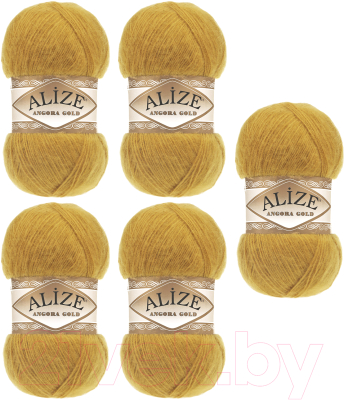 Набор пряжи для вязания Alize Angora Gold 20% шерсть, 80% акрил / 02 (550м, горчичный, 5 мотков)