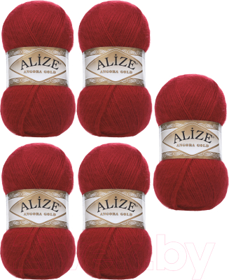 Набор пряжи для вязания Alize Angora Gold 20% шерсть, 80% акрил / 106 (550м, красный, 5 мотков)