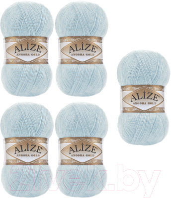 Набор пряжи для вязания Alize Angora Gold 20% шерсть, 80% акрил / 114 (550м, светло-мятный, 5 мотков)
