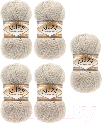 Набор пряжи для вязания Alize Angora Gold 20% шерсть, 80% акрил / 152 (550м, бежевый, 5 мотков)
