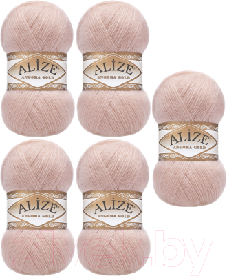 Набор пряжи для вязания Alize Angora Gold 20% шерсть, 80% акрил / 161 (550м, пудровый, 5 мотков)