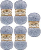 Набор пряжи для вязания Alize Angora Gold 20% шерсть, 80% акрил / 221 (550м, светлый джинс, 5 мотков) - 