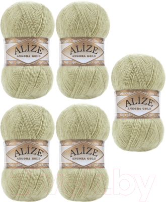 Набор пряжи для вязания Alize Angora Gold 20% шерсть, 80% акрил / 267 (550м, оливковый, 5 мотков)