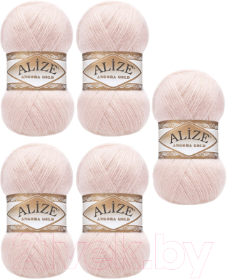 Набор пряжи для вязания Alize Angora Gold 20% шерсть, 80% акрил / 271 (550м, светло-розовый, 5 мотков)