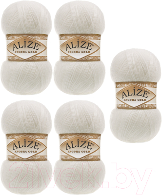 Набор пряжи для вязания Alize Angora Gold 20% шерсть, 80% акрил / 450 (550м, молочный, 5 мотков)