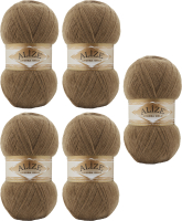 Набор пряжи для вязания Alize Angora Gold 20% шерсть, 80% акрил / 466 (550м, коричневый, 5 мотков) - 