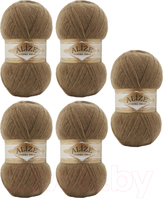 Набор пряжи для вязания Alize Angora Gold 20% шерсть, 80% акрил / 466 (550м, коричневый, 5 мотков)