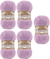 Набор пряжи для вязания Alize Angora Gold 20% шерсть, 80% акрил / 505 (550м, светло-сиреневый, 5 мотков) - 