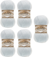 Набор пряжи для вязания Alize Angora Gold 20% шерсть, 80% акрил / 514 (550м, светло-голубой, 5 мотков) - 
