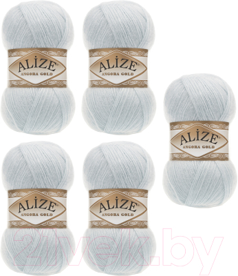 Набор пряжи для вязания Alize Angora Gold 20% шерсть, 80% акрил / 514 (550м, светло-голубой, 5 мотков)