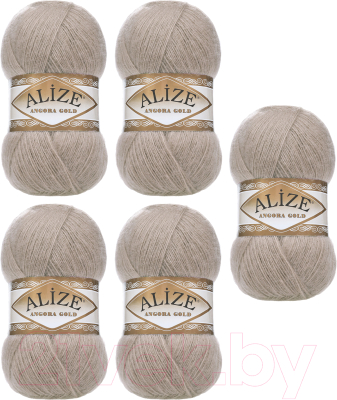 Набор пряжи для вязания Alize Angora Gold 20% шерсть, 80% акрил / 541 (550м, серый/бежевый, 5 мотков)