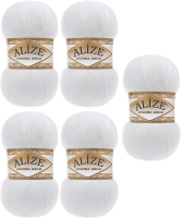 Набор пряжи для вязания Alize Angora Gold 20% шерсть, 80% акрил / 55 (550м, белый, 5 мотков) - 