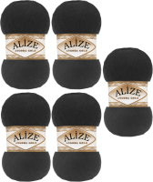 Набор пряжи для вязания Alize Angora Gold 20% шерсть, 80% акрил / 60 (550м, черный, 5 мотков) - 