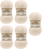 Набор пряжи для вязания Alize Angora Gold 20% шерсть, 80% акрил / 67 (550м, светло-бежевый, 5 мотков) - 