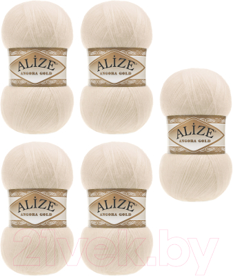 Набор пряжи для вязания Alize Angora Gold 20% шерсть, 80% акрил / 67 (550м, светло-бежевый, 5 мотков)