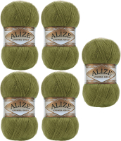 Набор пряжи для вязания Alize Angora Gold 20% шерсть, 80% акрил / 758 (550м, оливковый, 5 мотков) - 
