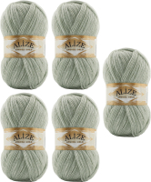 Набор пряжи для вязания Alize Angora Gold 20% шерсть, 80% акрил / 881 (550м, светло-оливковый, 5 мотков) - 