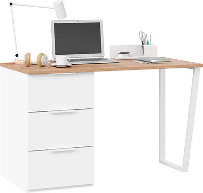 Письменный стол ТриЯ Порто СМ-393.15.011 с тумбой (белый жемчуг/яблоня беллуно/белый софт) -