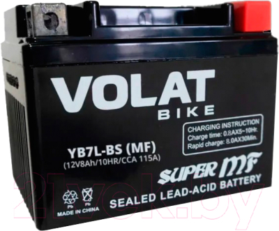 Мотоаккумулятор VOLAT YB7L-BS(MF) R+ (8 А/ч)