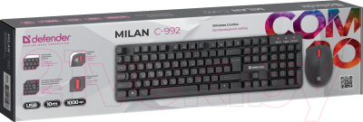 Клавиатура+мышь Defender Milan C-992 / 45992 (черный)