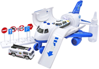 Набор игрушечной техники Sharktoys Полицейский самолет с машинкой, катером и знаками / 1001020 - 