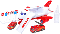 Набор игрушечной техники Sharktoys Пожарный самолет с машинкой, катером и знаками / 1001022 - 