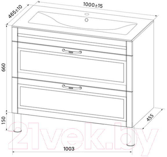 Тумба под умывальник IDDIS Oxford OXF10L1i95