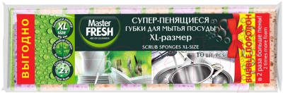 Набор губок для мытья посуды Master Fresh Bubble XL (10шт)