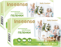 Набор пеленок одноразовых впитывающих Inseense Daily Comfort 60х40 / InsDC64302 (2x30шт ) - 