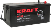 Автомобильный аккумулятор KrafT AGM 240 (3) евро +/- / LPM12-240HD - 