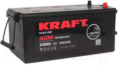 Автомобильный аккумулятор KrafT AGM 240 (3) евро +/- / LPM12-240HD