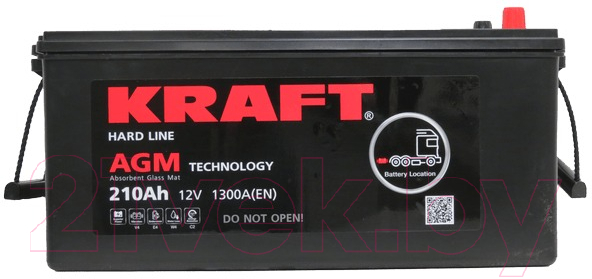 Автомобильный аккумулятор KrafT AGM 210 (3) евро +/- / LPM12-210HD — фото 2