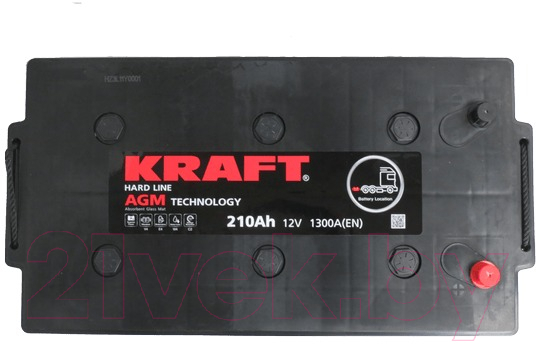 Автомобильный аккумулятор KrafT AGM 210 (3) евро +/- / LPM12-210HD — фото 3
