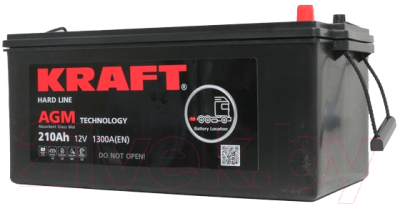 Автомобильный аккумулятор KrafT AGM 210 (3) евро +/- / LPM12-210HD