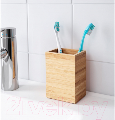 Стакан для зубной щетки и пасты Ikea Драган 302.714.91 (бамбук)