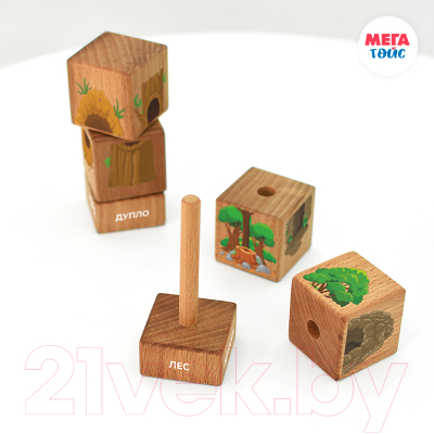Развивающий игровой набор Mega Toys Кубики на оси Лесные животные / 15203