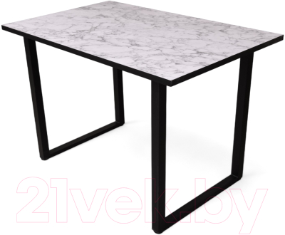 Обеденный стол СВД Юнио Вместе Нанси 110x70 (мрамор каррара/черный)