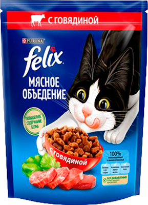 Сухой корм для кошек Felix Мясное объедение говядина (600г) - 