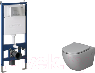 Унитаз подвесной с инсталляцией Grossman GR-4411GLMS+900.K31.01.000+700.K31.02.110.110