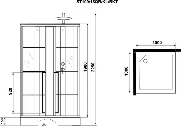 Купить Душевая кабина Niagara Standart ST100/15QR/KL/BKT 100x100x215 в Молодечно
