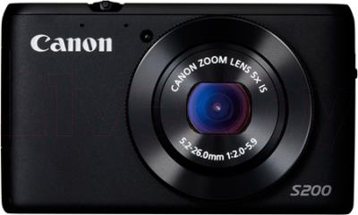 Компактный фотоаппарат Canon Powershot S200 (Black) - фронтальный вид