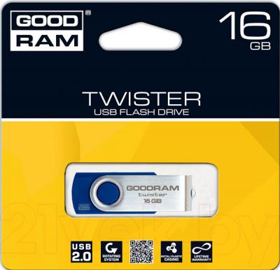 Usb flash накопитель Goodram Twister 16GB Black (PD16GH2GRTSKR9) - упаковка