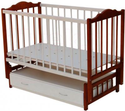 Детская кроватка Bambini Э01.10.02 (Белая-Орех) - общий вид