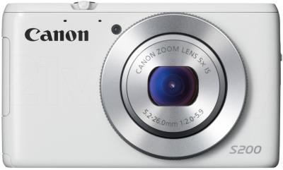 Компактный фотоаппарат Canon Powershot S200 (White) - фронтальный вид