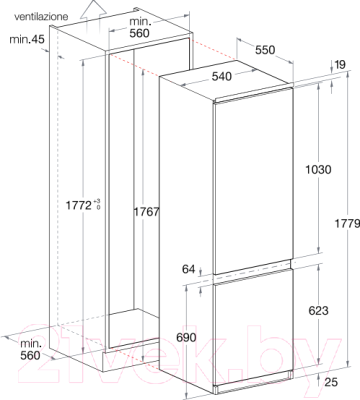 Встраиваемый холодильник Hotpoint-Ariston BCB 31 AA F C