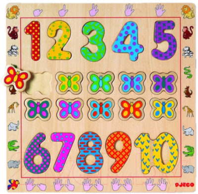

Развивающая игрушка Djeco, Рамка-вкладыш. От 1 до 10 / 01801