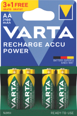 Комплект аккумуляторов Varta Rechargeable Accu 3+1 R2U AA 2100mAh / 56706101494 (4шт)